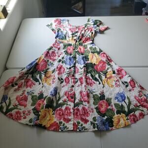 Vintage Melissa Collection Dress Womens 8 Multicolor Floral Cottagecore Sundress